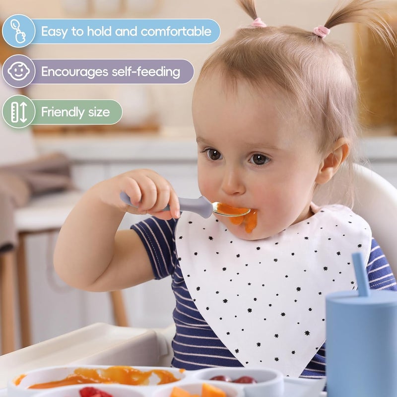 ITITT 6 PCS Toddler Utensils Kids Silverware Set with Silicone Handle Children Food Grade 18/8 Stainless Steel Toddler Forks and Spoons Safe Anti-Choke Design Mirror Polished Sturdy Durable Dishwasher Safe - Image 4